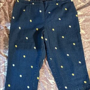 White Stag Blue Denim Shorts with Yellow Floral Accent​